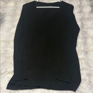 Aerie Dark Black V-Neck Long Sleeve Top